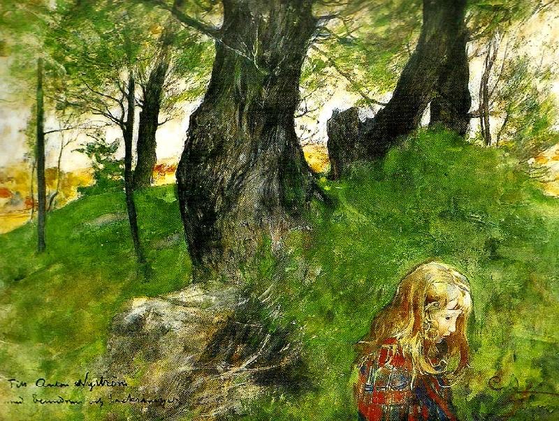 Carl Larsson Suzanne i en skogsbacke Flickan i skogen China oil painting art